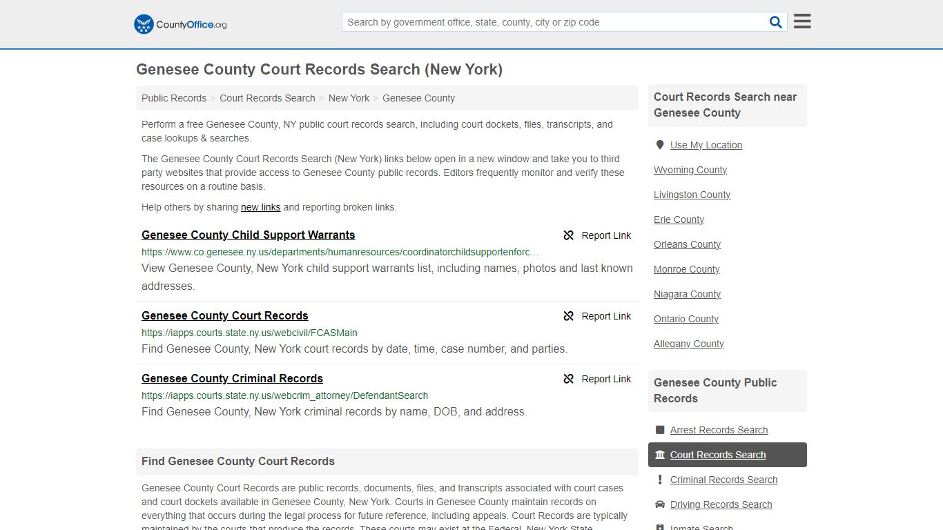 Genesee County Court Records Search (New York) - County Office